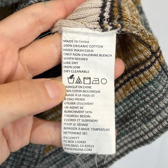 PRANA Acadia Sweater Striped Pullover Mock Organic Cotton Gray Yellow Size S - Picture 8 of 10